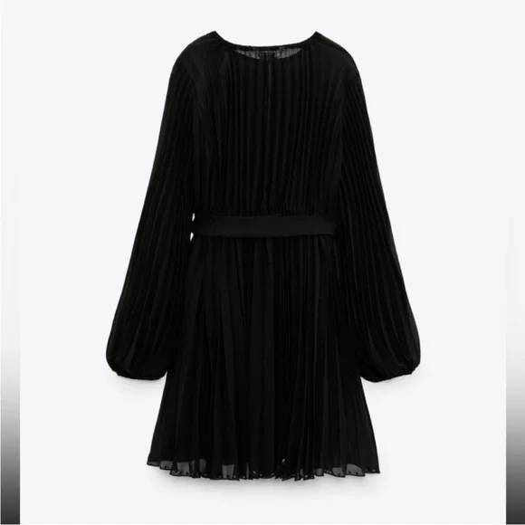 Black pleated Zara mini dress - Picture 6 of 8